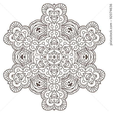 Ethnic Fractal Mandala Vector Meditation looks like Snowflake or Maya Aztec Pattern or Flower Isolated on White Ethnic Fractal Mandala Vector Meditation looks like Snowflake or Maya Aztec Pattern or Flower Isolated on White 92074636