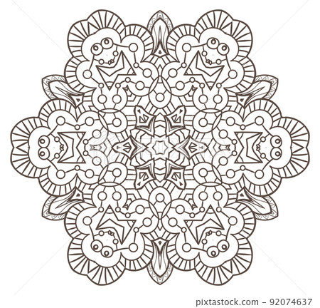 Ethnic Fractal Mandala Vector Meditation looks like Snowflake or Maya Aztec Pattern or Flower Isolated on White Ethnic Fractal Mandala Vector Meditation looks like Snowflake or Maya Aztec Pattern or Flower Isolated on White 92074637