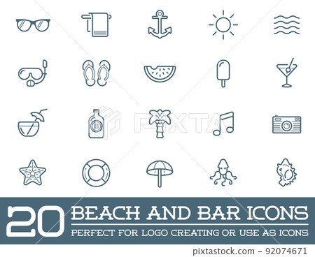 Set of Vector Beach Sea Bar Elements and Summer can be used as Logo or Icon in premium quality 92074671
