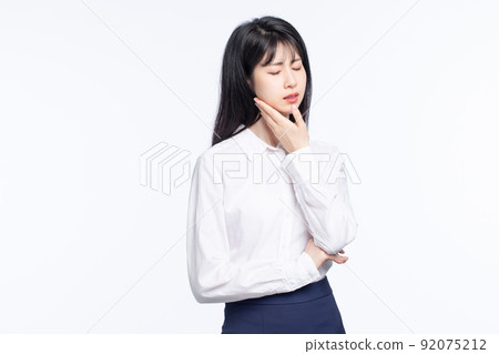 Asian business girl on white background Asian business girl on white background 92075212