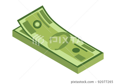 Isometric stack of money. Currency or cash icon. Bundle of banknotes. Stack of cash symbol. Bills in pack isolated on white background 92077265