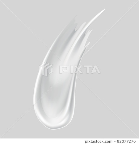 Cream smear of cosmetic white cream for skin isolated on background. Skincare or moisturizer advertising. Creamy smooth, smear cosmetic product. Lotion swatch for face care 92077270