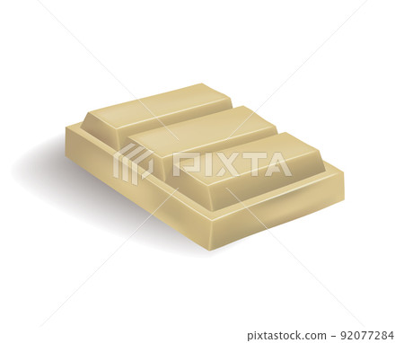 Realistic chocolate piece of white chocolate. Chunk of cocoa dessert or square chocolate candy. Food sweet snack isolated on white background Realistic chocolate piece of white chocolate. Chunk of cocoa dessert or square chocolate candy. Food sweet snack isolated on white background 92077284