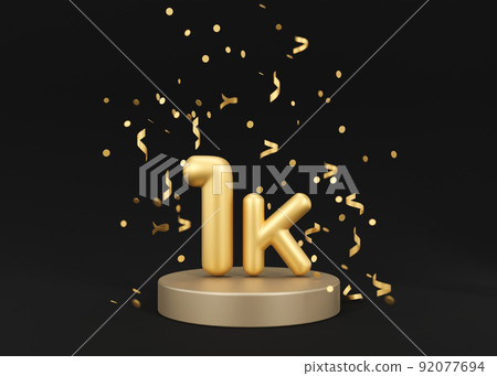 1000 followers card with golden confetti on... - Stock Illustration  [92077694] - PIXTA