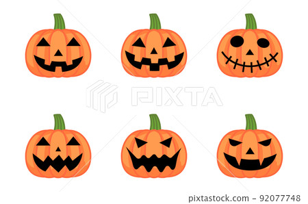 Shadowed orange Jack O Lantern illustration set 92077748