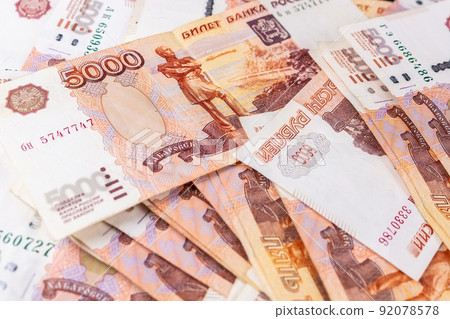 background of banknotes, Russian rubles.. 92078578