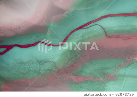 modern art background. abstract epoxy resin painting. Liquid flow texture paint. Green waves with bronze. abstract digital paper fine art pattern. 92078759
