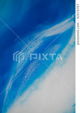 Macro photo of colourful abstract epoxy resin painting. Applicable for design cover, annual report, invitation, flyer, presentation, packaging, poster, business card, wedding invitations. 92078767