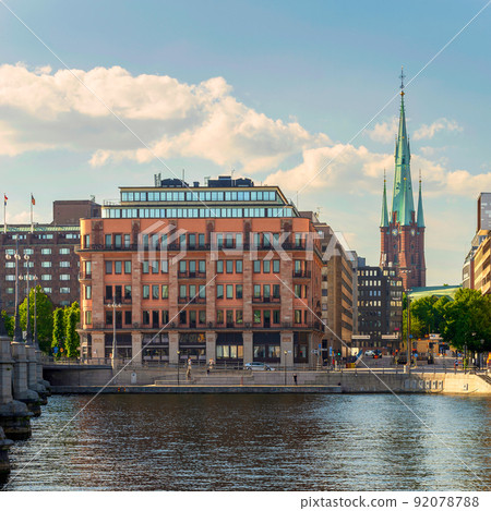 Centralpalatset building, and tower of Klara Church, or Klara kyrka, located in Norrmalm district, Stockholm, Sweden Centralpalatset building, and tower of Klara Church, or Klara kyrka, located in Norrmalm district, Stockholm, Sweden 92078788