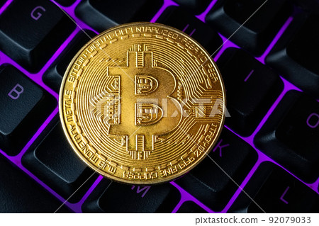 gold bitcoin on the keyboard gold bitcoin on the keyboard 92079033