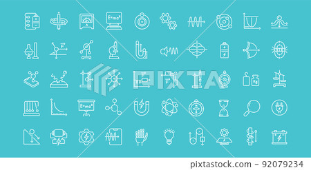 Set of Line Icons of Physics. 92079234