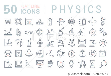 Set Vector Line Icons of Physics. Set Vector Line Icons of Physics. 92079237
