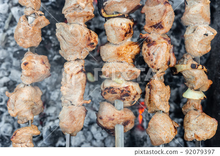 Shish kebab on coals 92079397