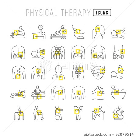Set of linear icons of Physical Therapy 92079514