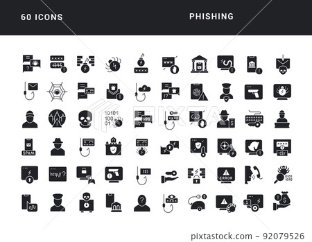 Set of simple icons of Phishing Set of simple icons of Phishing 92079526