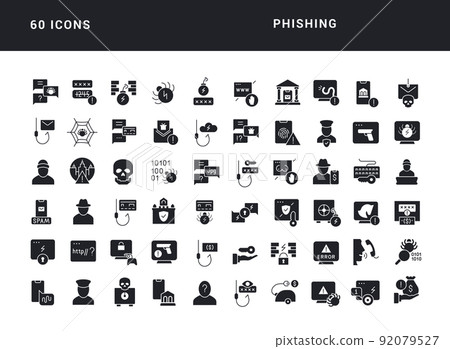 Set of simple icons of Phishing Set of simple icons of Phishing 92079527