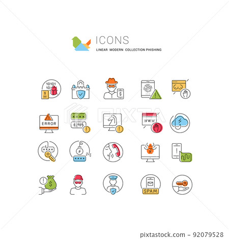 Set Vector Line Icons of Phishing. 92079528