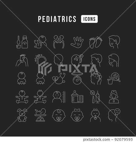 Set of linear icons of Pediatrics Set of linear icons of Pediatrics 92079593