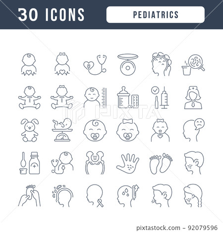 Set of linear icons of Pediatrics Set of linear icons of Pediatrics 92079596