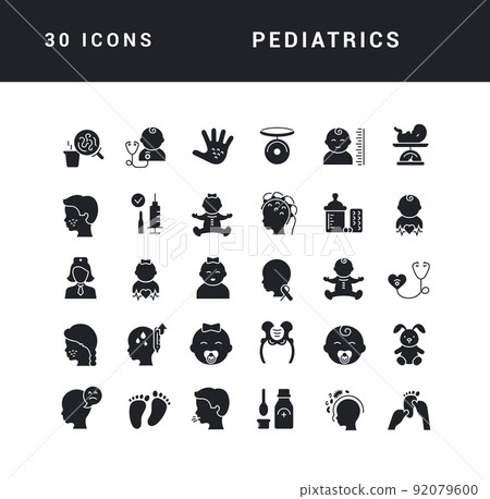Set of simple icons of Pediatrics 92079600