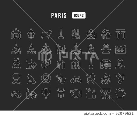 Set of linear icons of Paris 92079621