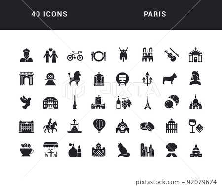 Set of simple icons of Paris Set of simple icons of Paris 92079674