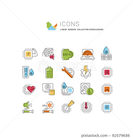 Set Vector Line Icons of Overclocking-插圖素材 [92079686] - PIXTA圖庫