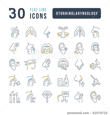 Set of linear icons of Otorhinolaryngology 92079720