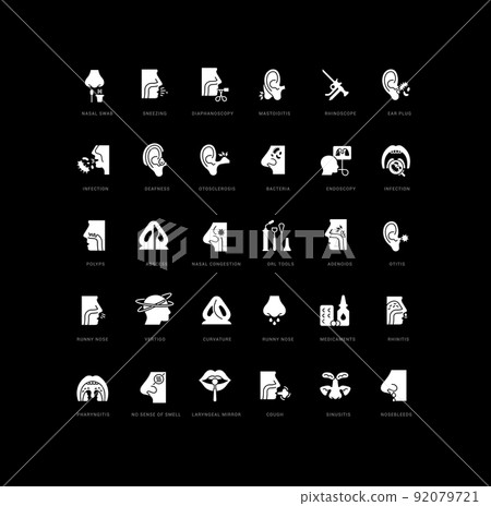Set of simple icons of Otorhinolaryngology 92079721