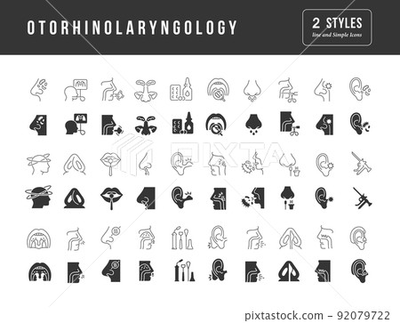 Set of simple icons of Otorhinolaryngology Set of simple icons of Otorhinolaryngology 92079722