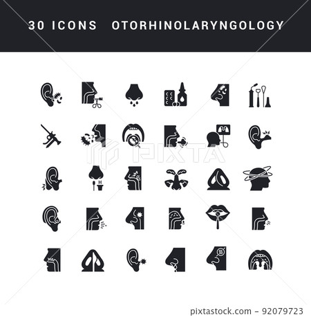 Set of simple icons of Otorhinolaryngology Set of simple icons of Otorhinolaryngology 92079723
