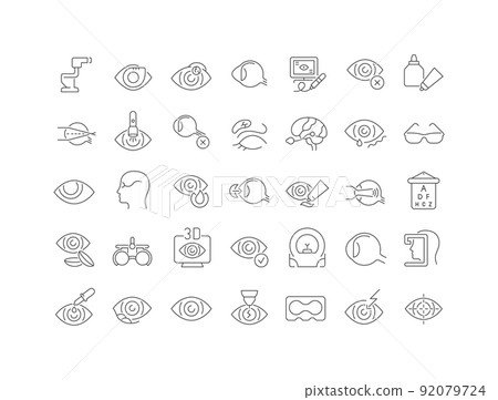 Set of linear icons of Ophthalmology Set of linear icons of Ophthalmology 92079724