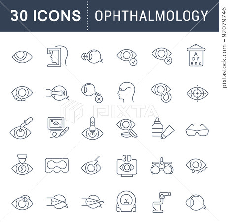 Set Vector Line Icons of Ophthalmology. 92079746