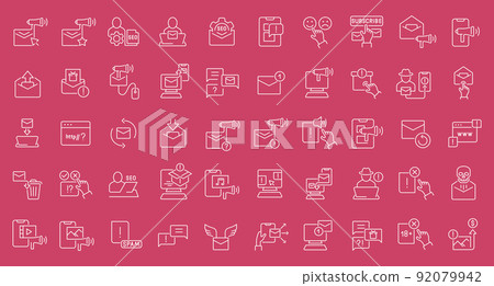 Set of Line Icons of Online Advertising 92079942