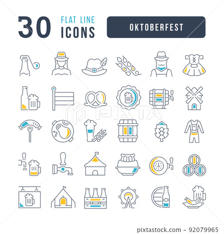 Set of linear icons of Oktoberfest Set of linear icons of Oktoberfest 92079965