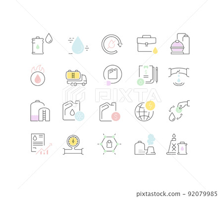 Set Vector Line Icons of Oil Industry 92079985