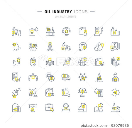 Set Vector Line Icons of Oil Industry 92079986
