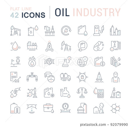 Set Vector Line Icons of Oil Industry - Stock Illustration [92079990 ...