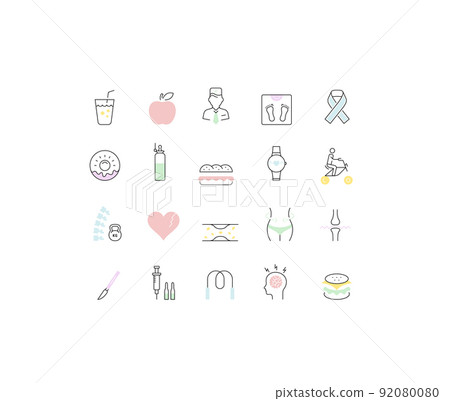 Set Vector Flat Line Icons Obesity 92080080