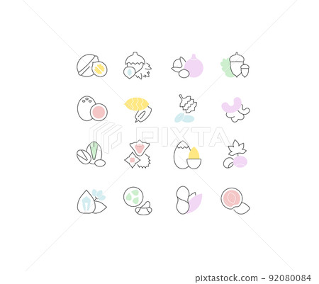 Set Vector Flat Line Icons of Nuts 92080084