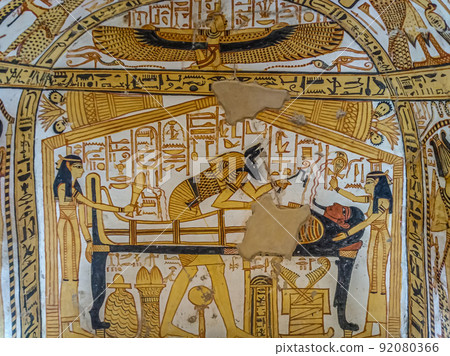 Ruins of ancient Deir el-Medina, one of the group of Theban necropolises 92080366