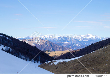 Cesen mount landscape. Italian Alps panorama Cesen mount landscape. Italian Alps panorama 92080436