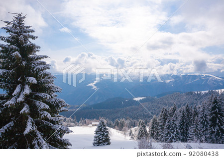 Winter landscape with snow from Asiago upland Winter landscape with snow from Asiago upland 92080438