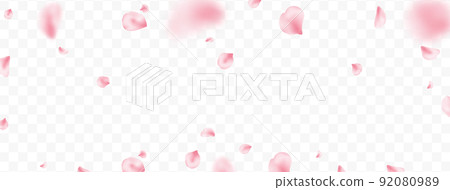 Flower flying background. Sakura petal spring blossom. Pink rose composition. Beauty Spa product frame. Valentine romantic card. Light delicate pastel design. Wedding card. Vector illustration Flower flying background. Sakura petal spring blossom. Pink rose composition. Beauty Spa product frame. Valentine romantic card. Light delicate pastel design. Wedding card. Vector illustration 92080989