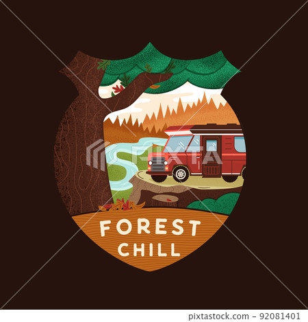 design of traveling van in woods design of traveling van in woods 92081401