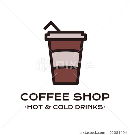 Vector cup of drink with straw and text on white surface 92081494