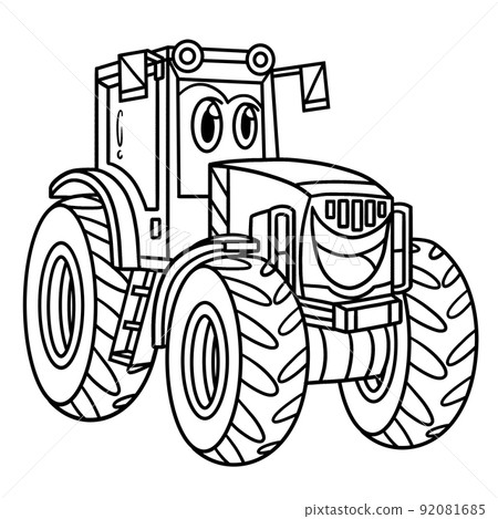 Tractor with Face Vehicle Coloring Page for Kids Tractor with Face Vehicle Coloring Page for Kids 92081685