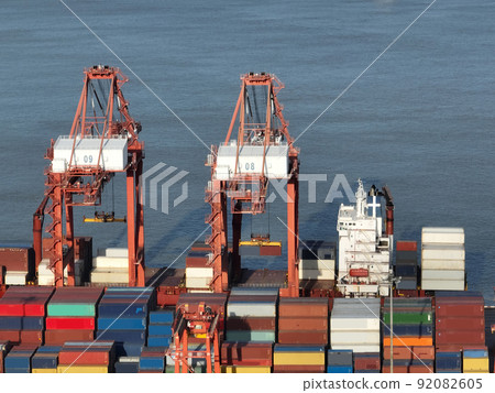 Aerial view of container terminal in Shenzhen city, China 92082605