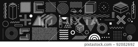 Set of editable vector creative geometric abstract elements for graphic design, printing and UI 92082692