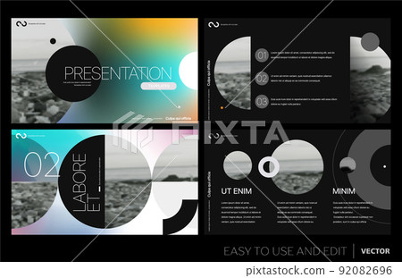 Creative presentation templates with editable design elements and infographics 92082696
